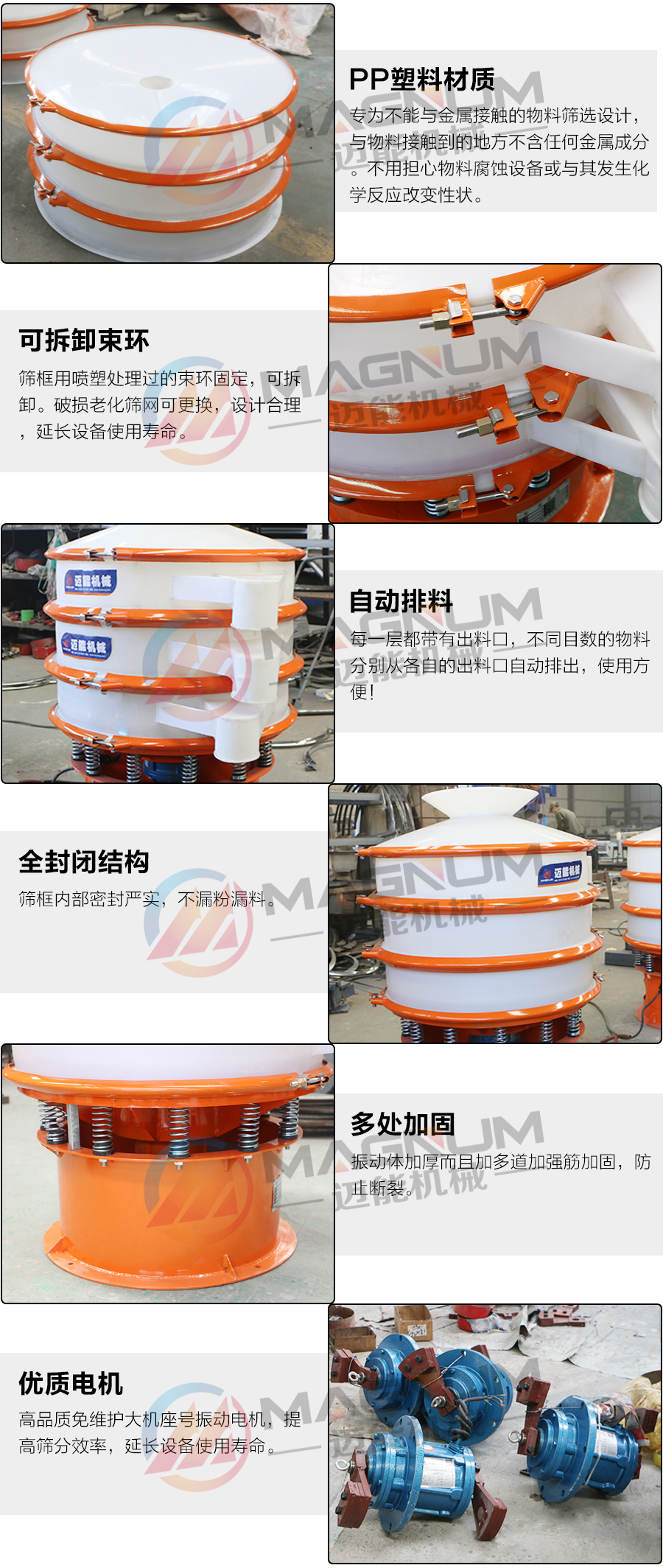 銨鹽塑料振動篩細節(jié)