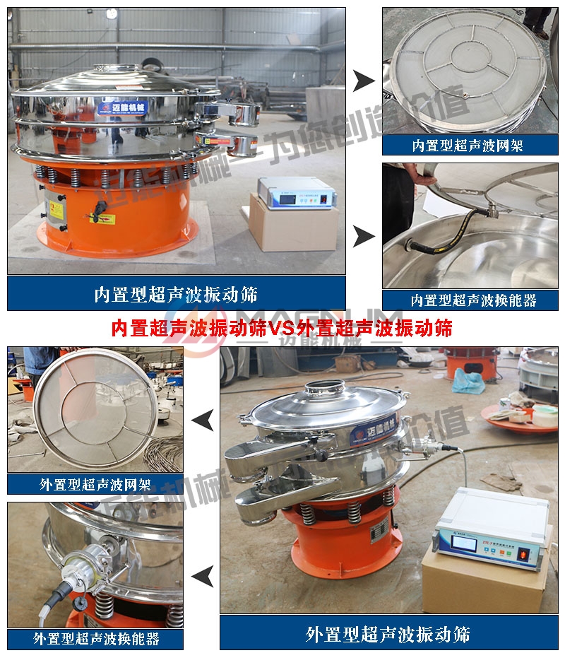內(nèi)外置海綿微針超聲波振動(dòng)篩對(duì)比